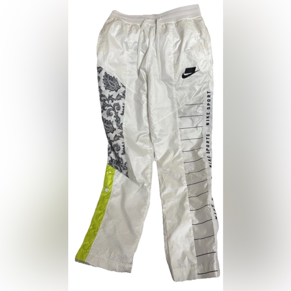 Nike Sportswear Track 253 Pants White Black Lime Green Size Small Nylon & Mesh